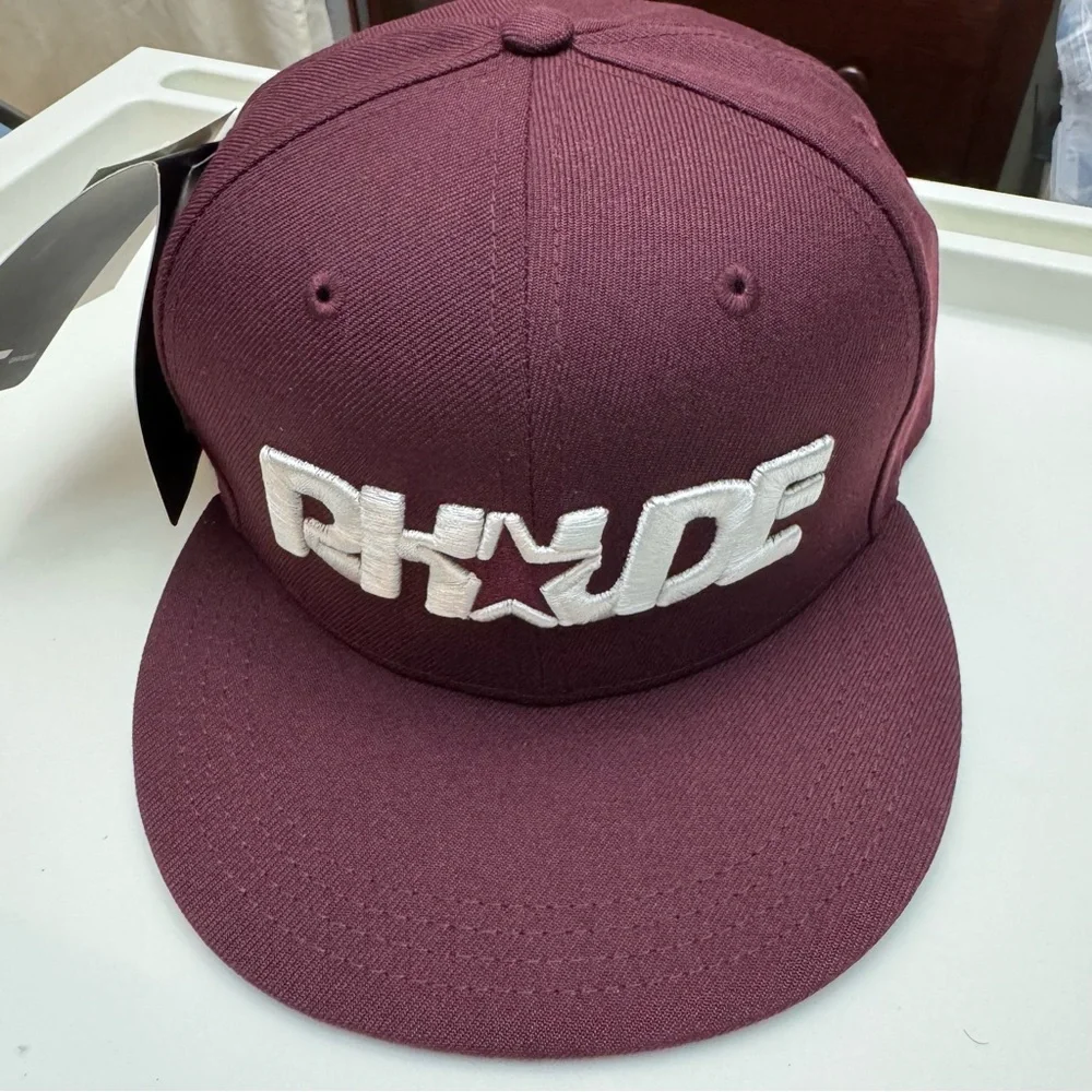NEW Rhude X Starter Black Label The Natural Maroon Snapback Cap Hat White Logo - Picture 2 of 7